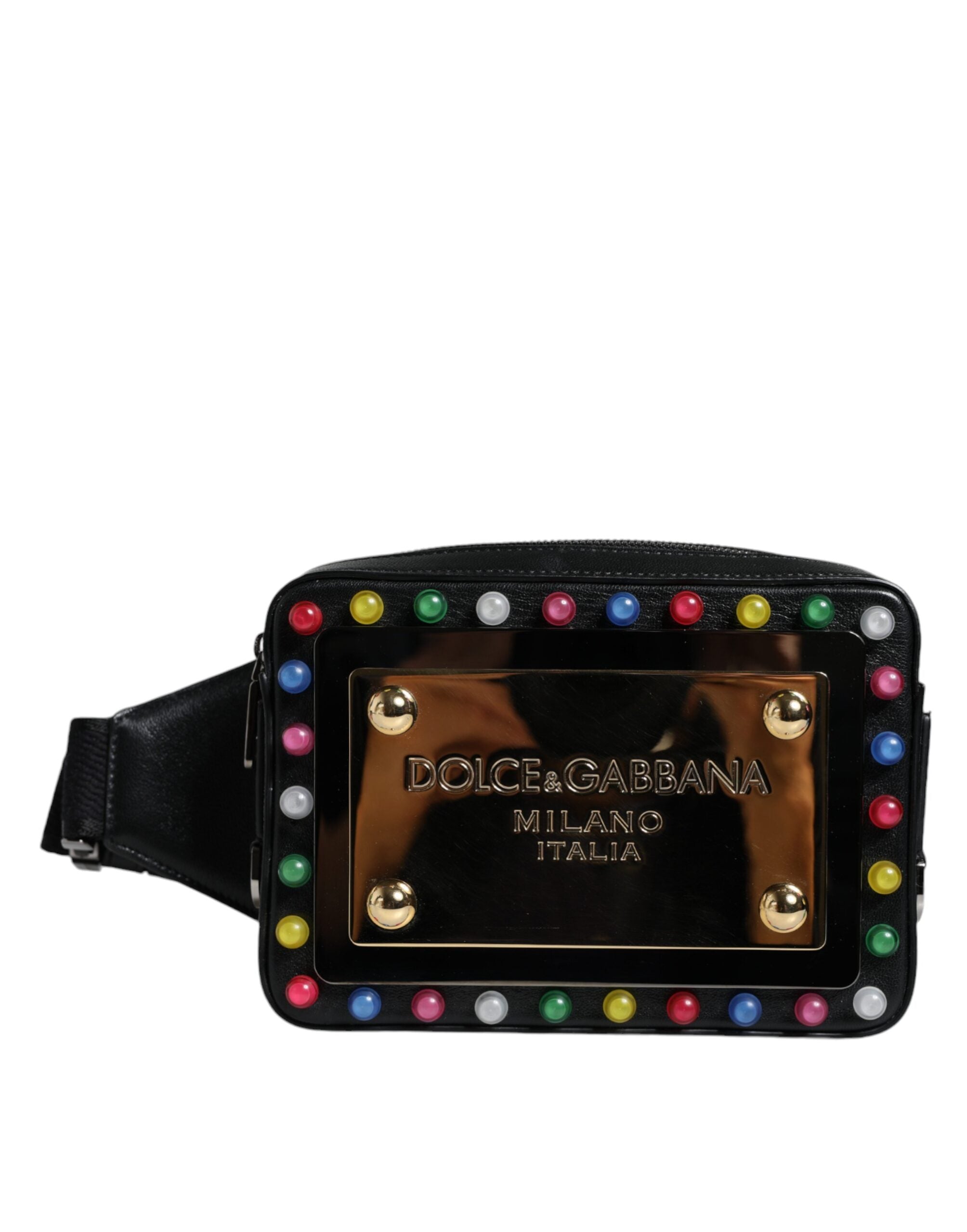 Dolce & Gabbana Siyah Deri LED Logolu Kemer Bel Çantası